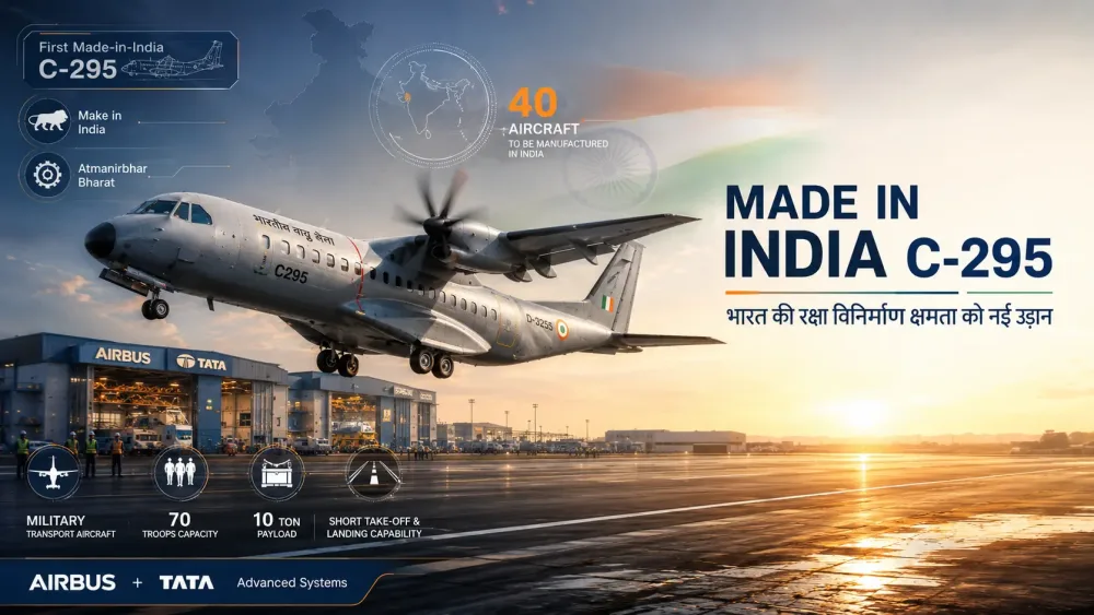भारत में निर्मित C-295 विमान: भारत की रक्षा विनिर्माण क्षमता को नई उड़ान