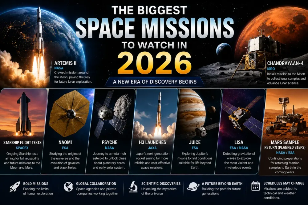 2026 में देखने लायक सबसे बड़े अंतरिक्ष मिशन